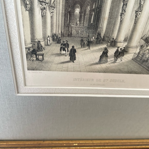 Antique Lithograph 'Interieur De St Gudule' - Picture 4 of 12